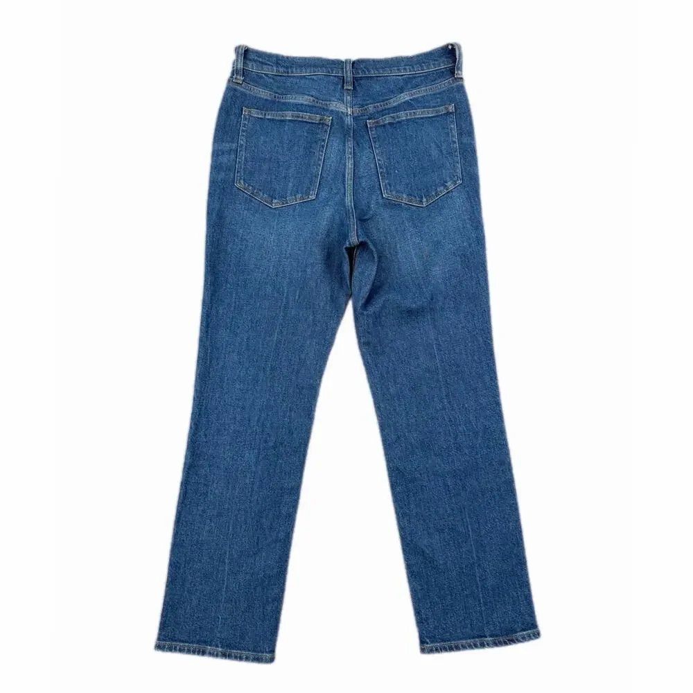 J. Crew Dark Wash Essential Straight Leg High Rise Slim Fit Stretch Denim Jeans